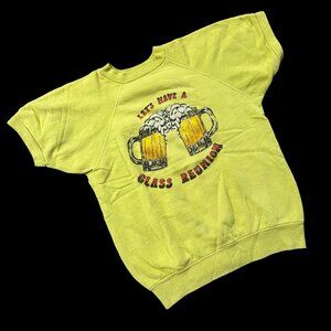 Vintage Sweatshirt 1970s Lets Have A Glass Reunion Beer Mug Kitsch Short Sleeve